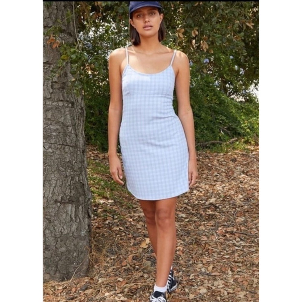 Brandy Melville John Galt Colleen Mini Dress Women OS Blue Plaid Preppy Y2K 90s